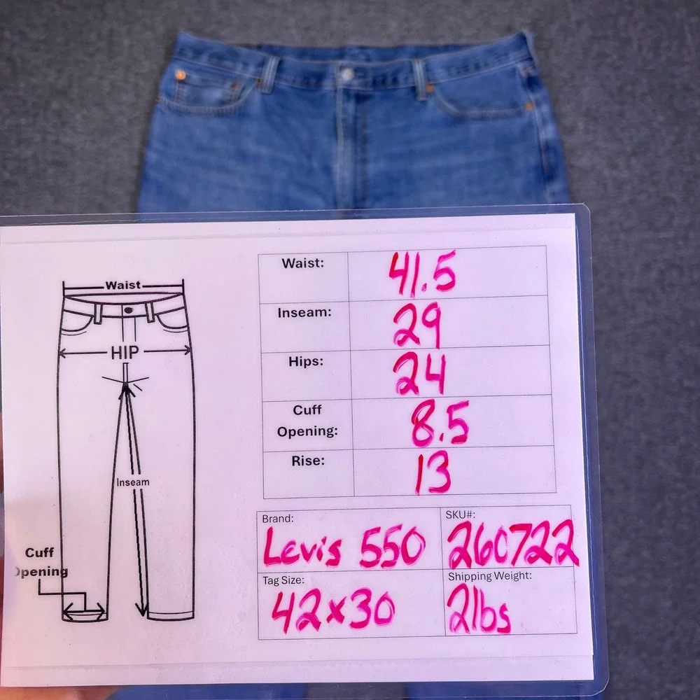 Levis 550 Jeans Mens 41x29 Blue Denim Baggy Classic Casual Relaxed Tapered Retro